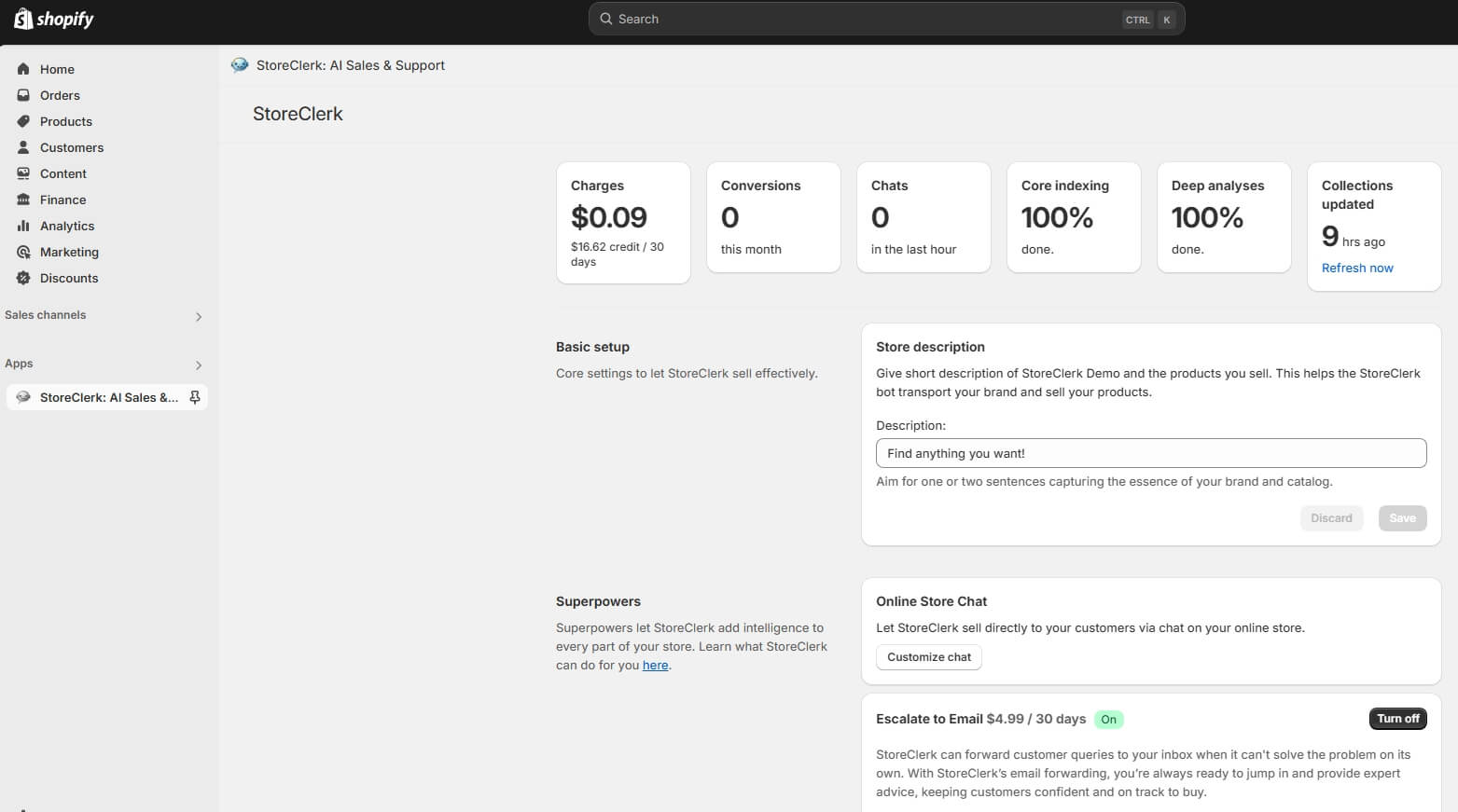 StoreClerk customization interface